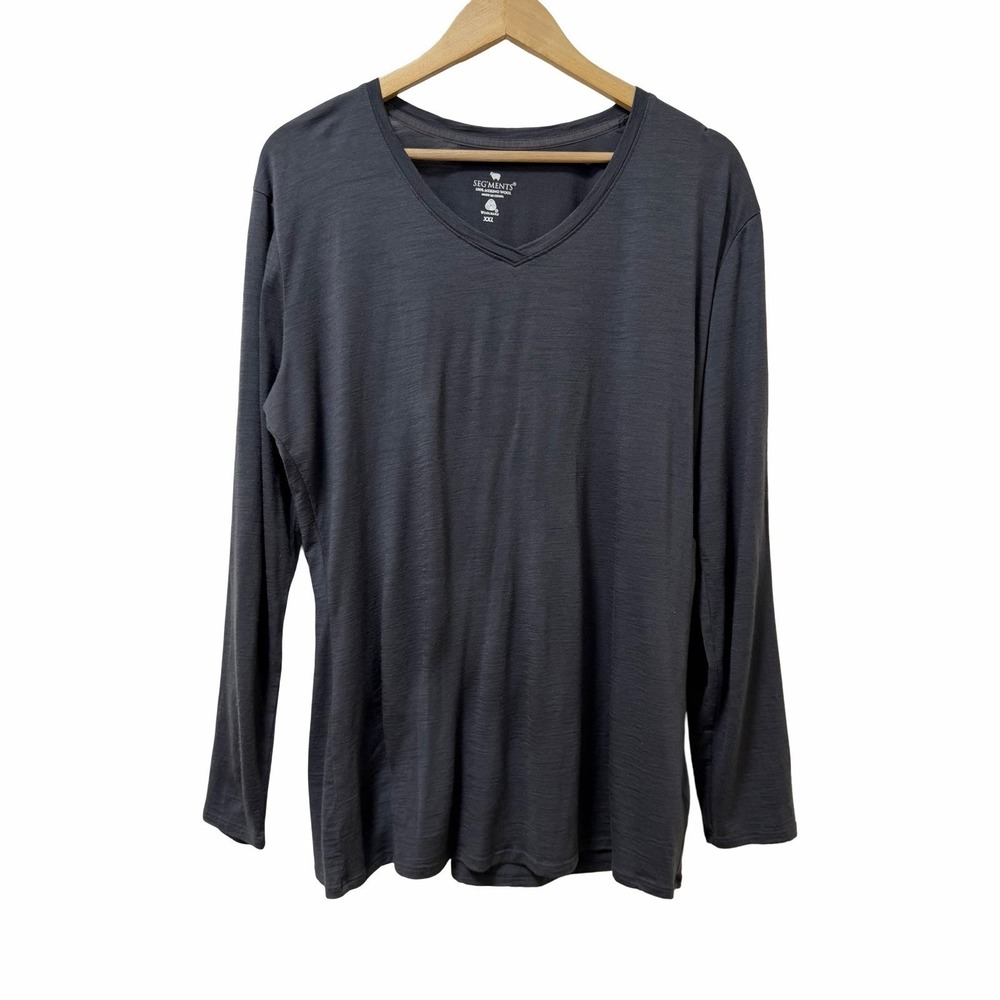 Segments Womens 100% Merino Wool Base Layer Top Size XXL Gray Outdoors Layers